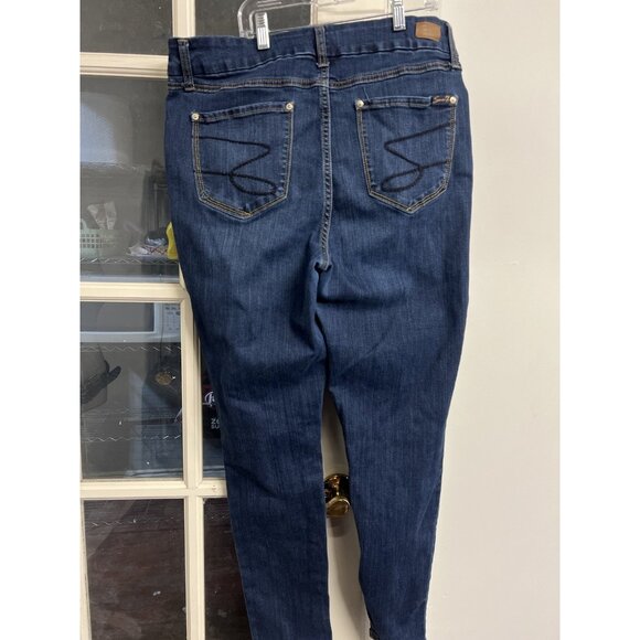 7 by 7 For All Mankind Woman’s Size 16 Blue Denim Skinny Ankle High Rise Jeansm - Picture 7 of 7